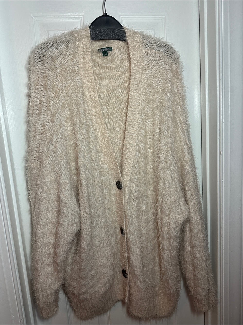wild fable Fuzzy Open-Knit Cardigan - Cream 0035